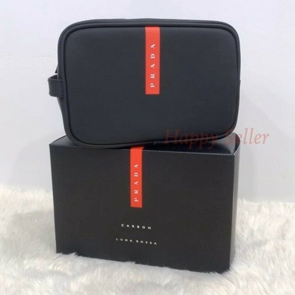 Prada Pouch Shaving Bag Toiletries Kit Makeup Case Organizer Clutch Black NEW - Picture 1 of 6